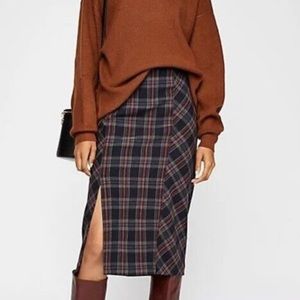 Free People See You Glow Plaid Tartan Pencil Skirt